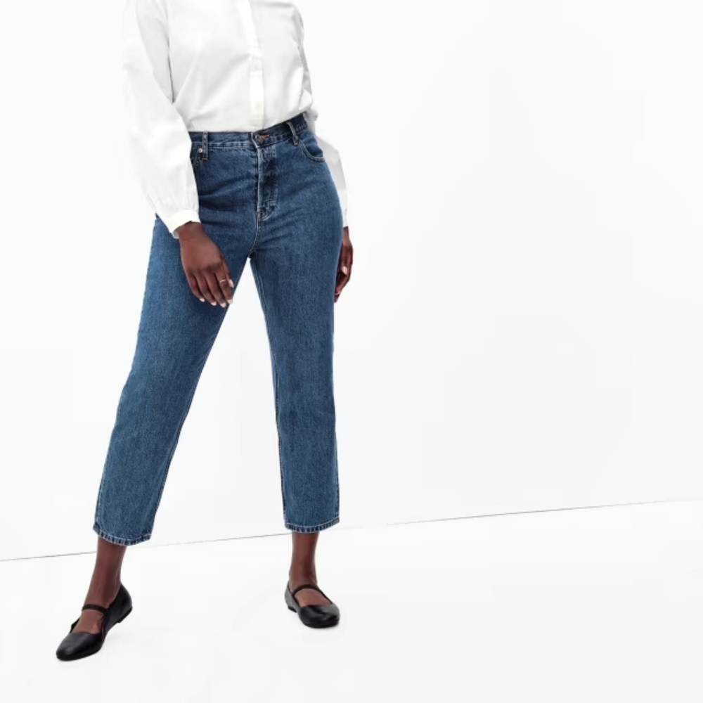 Everlane Curvy 90's Cheeky Straight Jean Medium Blue 27 Ankle Crop NEW